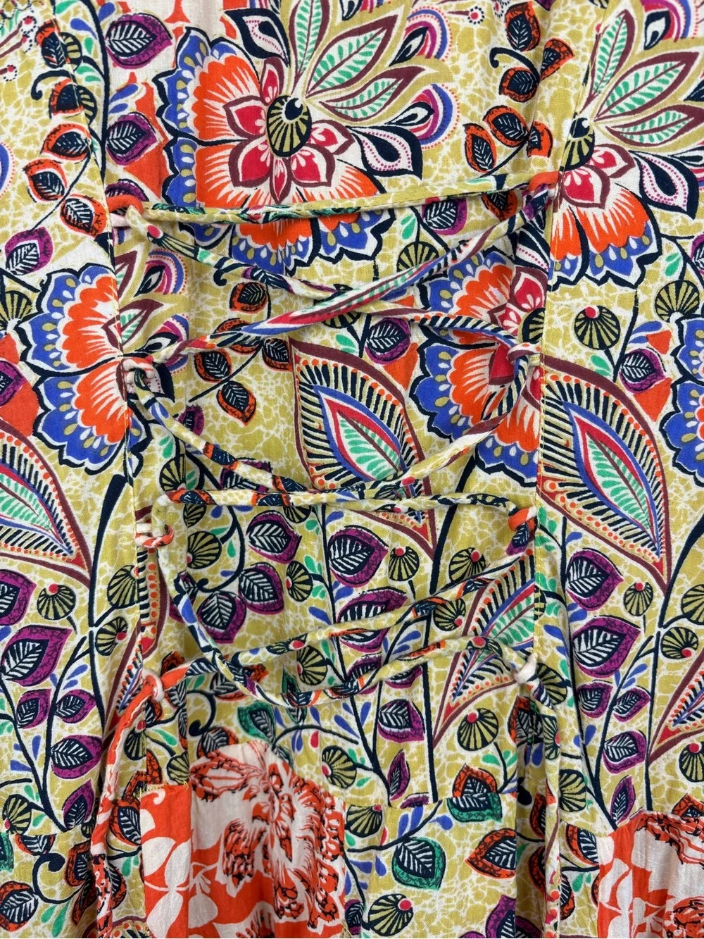 Vintage Phool Sleeveless Floral Patchwork Knee Length Dress Medium Boho Chic - Picture 5 of 14